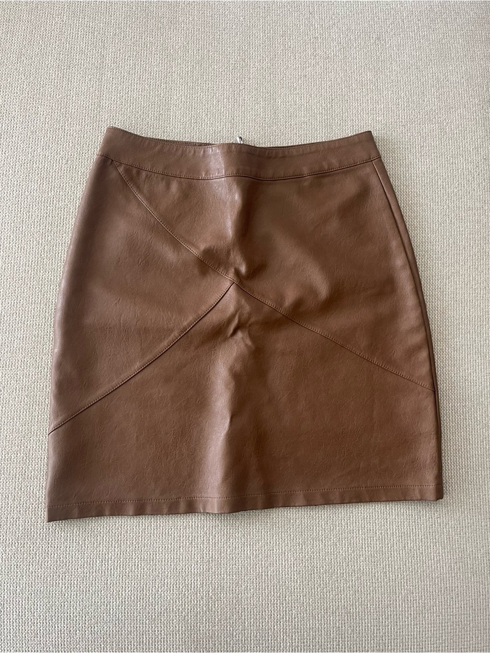Brown Faux Leather Mini Skirt